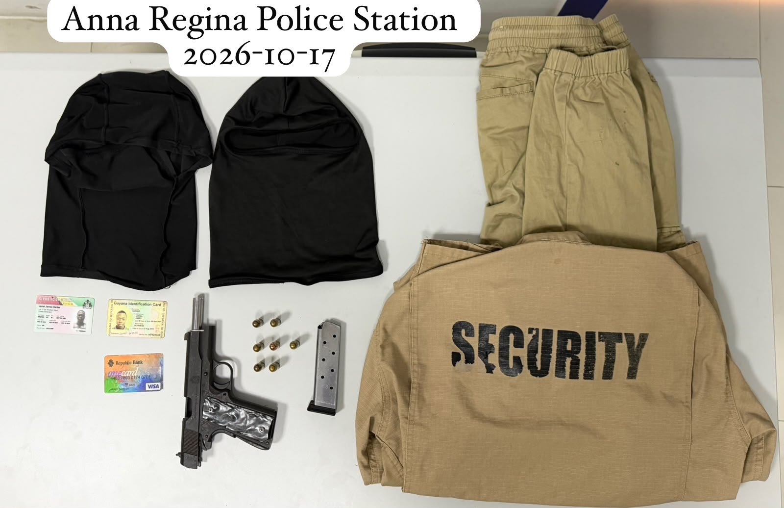 Two held, pistol recovered after Cottonfield payroll robbery